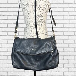 Kate Spade Leather Crossbody Bag with Fold-Over Flap